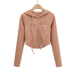 Custom High Quality New Sport Workout Short Long Sleeves Womens <b>Zip</b> <b>up</b> Hoodie Women <b>Cropped</b> Hoodie Manufacturer From Pakistan - Product Image 6