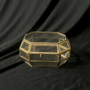 Wholesale Luxury Home Decoration Brass Glass Jewelry and Cosmetics Organizer <b>Storage</b> Box <b>for</b> Women - Product Image 2