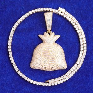 Collar con Colgante de Bolsa de Dinero con Diamantes Cultivados en Laboratorio, Corte Baguette, Estilo Hip Hop, para Hombre - Product Image 2