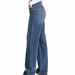 Jeans en denim sur mesure pour femme, coupe large, longueur intégrale, en coton délavé, pantalon décontracté en tissu doux, coupe tendance, fabriqué sur mesure - Product Image 3
