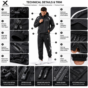 Ensemble de sport et d'entraînement pour homme X Sports City, coupe-vent à capuche, style sportif, fermeture éclair en polyester, vêtements d'automne - Product Image 4
