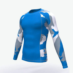 Freandy Sports – Rashguard à manches longues pour homme, motif camouflage numérique bleu, 260g, séchage rapide, compression Spandex/Polyester, BJJ - Product Image 3