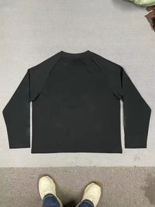 Chemises à manches longues décontractées de haute qualité personnalisées avec contraste de couleurs, en coton, imprimées à l'écran, col côtelé surdimensionné, t-shirts pour hommes - Product Image 5