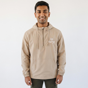 Ventes en gros de vestes coupe-vent pour hommes avec logo brodé, légères, imperméables, pour la randonnée et le camping, avec fermeture éclair 3/4 et capuche - Product Image 1