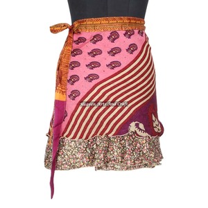 Indian Silk <b>Wrap</b> Around Magic Mini Skirts Manufacturer Short Sari <b>Wrap</b> Skirt Trendy Boho Gypsy <b>Beach</b> Cover Sari Skirt For Casual - Product Image 4