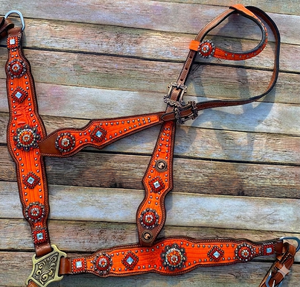 Premium Handmade 100% Cow Leather Western Headstall & Breast Collar Set |Durable <b>Equestrian</b> Riding - Product Image 2
