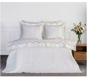 Quang Thanh Embroidery Custom Wholesale Wearable Pretty Pink Floral 250TC Cotton European-American Style Duvet Cover Sets - Product Image 1