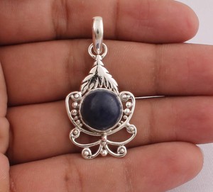 Colgante de Lapislázuli Natural, Plata de Ley 925, Joyería al por Mayor, Collar de Piedra Preciosa Azul Intenso para Mujer, Estilo Vintage Hecho a Mano - Product Image 1