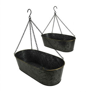 Jardinière murale à 3 niveaux de style farmhouse, en corde et métal galvanisé, ensemble de jardinières triples suspendues pour la décoration intérieure et extérieure. - Product Image 2