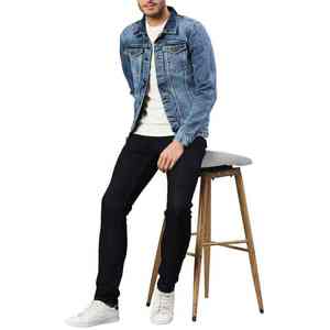 Veste en jean bleu vintage de haute qualité pour homme, coupe ajustée, style classique, veste en jean décontractée, vêtement d'extérieur en coton, streetwear pour homme - Product Image 4