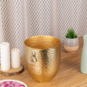 Pot de fleurs en métal doré martelé avec anneau décoratif, support pour plantes d'intérieur, décoration maison et jardin - Product Image 5
