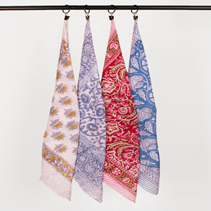 Custom Design Cotton Block Print Bandana 21X21 Inches Soft Fabric OEM ODM Wholesale Factory Manufacturer - Product Image 1