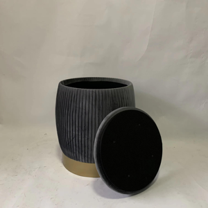 Excellent Workmanship Modern Design <b>Stool</b> Grey Velvet <b>Round</b> Pouf Ottoman Storage Removeable Lid Storage Ottoman - Product Image 2