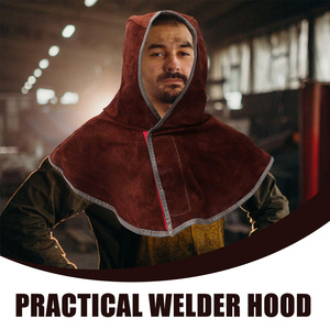 Welding Hood Cowhide Split Leather Welding Protective <b>Caps</b> With Neck Shoulder Drape Best Performance Firefighting Hood - Product Image 4
