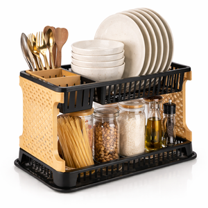 Smart Space-Saving Dish <b>Drying</b> <b>Rack</b> – Stylish 2 Tier Kitchen Organizer with Detachable Accessories - Product Image 1