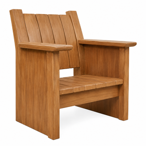 Solid <b>Teak</b> Contemporary Outdoor <b>Garden</b> <b>Chair</b> Architectural Backrest-Durable Eco-Friendly for Living Room School Park Use - Product Image 2