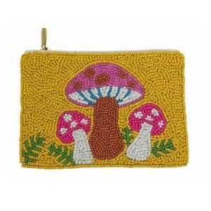 Porte-monnaie de luxe en forme de champignon avec perles, mini pochette durable à fermeture éclair, petite taille, pour ranger clés, argent liquide, cartes, usage polyvalent - Product Image 1