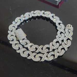 Cadena Cubana de Plata 925 con Incrustaciones de Moissanita de 14MM, Estilo Hip Hop, Chapada en Rodio/Oro/Oro Rosa - Product Image 2