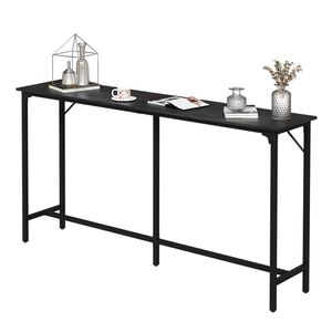 Mesa de Bar Negra de 71 Pulgadas con Tablero de MDF Resistente, Estructura Metálica, Capacidad de 209 Libras, Altura de Bar, para Cocina/Hogar, Barra de Bar, Uso en Clubes - Product Image 1