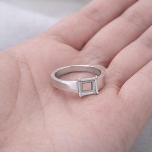 Custom 925 Sterling Silver Square 10mm Semi Mount Men <b>Ring</b> Setting Engagement Wedding <b>Ring</b> DIY Jewelry <b>Blank</b> Finding Component - Product Image 4