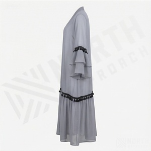 ออกแบบใหม่ ชุดอาบายะห์สไตล์สุภาพสำหรับผู้หญิง ผลิตตามสั่ง สีตามสั่ง ขายดี บริการ OEM ราคาถูก ขายส่ง - Product Image 3