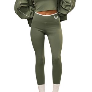 Legging contrastant vert sauge pour femme, taille haute, extensible, sculptant, pour le yoga, la gym, l'entraînement et le fitness - Product Image 2