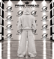Ensemble de survêtement à capuche délavé et vieilli, pull oversize, pantalon de survêtement ample à jambes larges, avec strass – Nouvelle collection très prisée