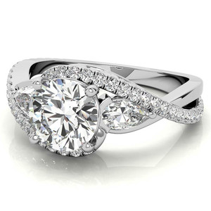 Trendy 18K Gold <b>Fine</b> <b>Ring</b> for Women Natural Diamond <b>ring</b> Round and Pear Lab Grown Diamond 3-Stone Bypass Engagement <b>Ring</b> - Product Image 2