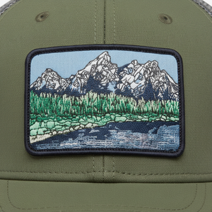 Unisex Olive Green Mesh Sublimation Printed Baseball Cap with Mountain Patch Outdoor Casual <b>Hat</b> <b>Summer</b> Adult Breathable Cotton - Product Image 6