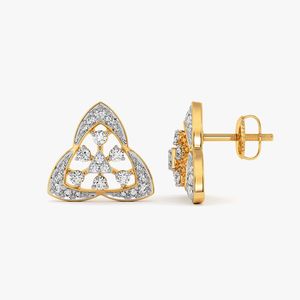 Nombre del producto: Pendientes de tuerca con diamantes cultivados en laboratorio de oro amarillo en forma de triple triángulo - Product Image 3