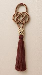 Nouvelle conception de décoration murale bohème en perles de bois et pompons, en bois naturel, pour salon, chambre, maison de campagne - Product Image 4