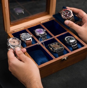 Caja Organizadora de Madera de Lujo con 6 Compartimentos, Estuche de Almacenamiento para 6 Relojes Hecho a Mano, Caja Exhibidora para 6 Relojes con Tapa de Cristal Premium, Estilo Rústico - Product Image 3