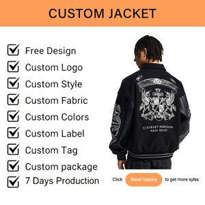 Custom Logo Embroidery 100% Cotton Formal Varsity <b>Jacket</b> Unisex <b>Plus</b> <b>Size</b> Loose Sports - Product Image 5