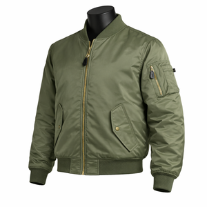<b>Vintage</b> <b>Bomber</b> <b>Jacket</b> for Men Windproof Zipper Front Logo Polyester/Cotton Spring Autumn Casual All-in-one <b>Jacket</b> - Product Image 3