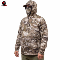 Sweat à capuche de chasse pour homme en polaire épaisse, camouflage, avec fermeture éclair verticale sur la poitrine et masque facial intégré