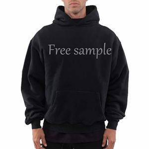 Men's Black Hooded Sweatshirt Regular Fit Cotton Fleece Casual Autumn Wear Pocket Design Oversize <b>Boxy</b> Drop Shoulder <b>Jumper</b> - Product Image 5