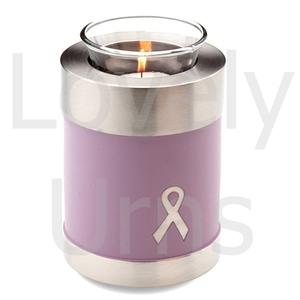 Urna Funeraria de Latón Macizo con Lazo Rosa para Concientización sobre el Cáncer de Mama, Detalles en Peltre, Tapa Roscada con Apertura Superior, para Adultos, Fabricante OEM ODM - Product Image 4