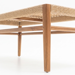 Teak Wood Woven Rope <b>Bench</b> Natural Finish Outdoor Patio Seating for Hotel Resort Villa Restaurant Contract Commercial Furniture - Product Image 3