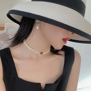 2025 Light Luxury 14K Gold Plated Fine Jewelry Set Freshwater <b>Pearl</b> <b>and</b> Black Agate <b>Earrings</b> <b>Necklace</b> Bracelet for Women - Product Image 2