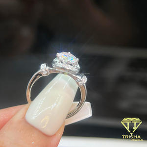 Anillo de diamante redondo brillante VVS sofisticado, cultivado en laboratorio, plata de ley 925, joyería fina de lujo para mujer - Product Image 4