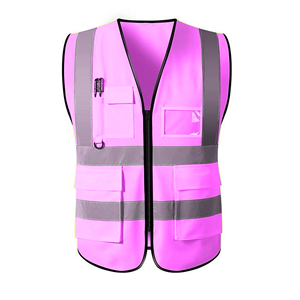 Chaleco de Seguridad Reflectante de Alta Visibilidad Unisex, Ropa de Trabajo de Poliéster Azul con Bolsillos y Cierre de Cremallera - Product Image 3