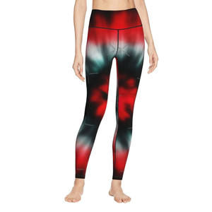 Leggings longs taille haute pour femmes, imprimé animal rouge, noir, blanc, extensibles, tricotés en spandex et polyester, style sportif, séchage rapide - Product Image 2
