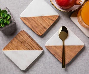 Ensemble de sous-verres en bois inspiré de la nature avec gravure d'oiseaux, sous-verres naturels résistants à la chaleur avec support pour la décoration de la maison - Product Image 6