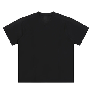 Casual Vintage Men's T-shirt 260g Heavyweight 100%Cotton Wide Rib Small Neckline Loose Large <b>Dropped</b> Shoulders Short Front - Product Image 3