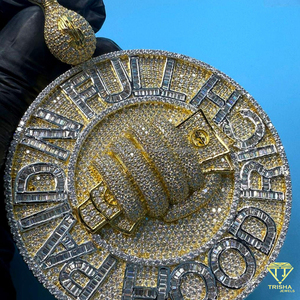 Custom Iced Out "BANDNFULLHOOD" Pendant Hip Hop <b>Gavel</b> Medallion VVS Lab Grown Diamond in 925 Sterling Silver Charm - Product Image 2