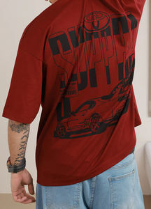 T-shirts unisexes de luxe en sergé de polyester pour hommes, col montant, coupe lourde, épaules tombantes, de marques célèbres, haute qualité, OEM, collection 2026 - Product Image 4