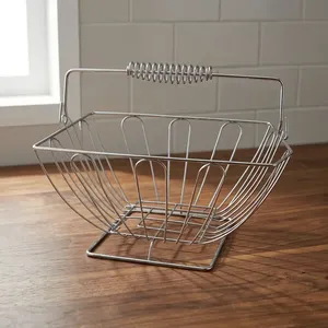 Panier en fil d'acier inoxydable avec poignée, panier de rangement pour fruits et légumes, essentiels de cuisine, rangement pour restaurant, service alimentaire - Product Image 1