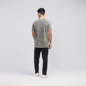 Camiseta Oversize de Manga Corta con Cuello Redondo, Lavado Ácido, de Algodón/Poliéster, Estilo Urbano, con Logo Frontal Personalizado, Lavado Vintage, 220g - Product Image 3