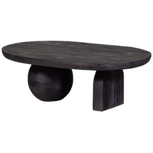 Black <b>Rustic</b> Solid Wood Handmade Durable <b>Coffee</b> <b>Table</b> Modern Oval Minimalist Design Living Room Furniture - Product Image 2