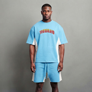 Ensemble T-shirt et short pour homme de qualité supérieure, respirant, décontracté pour l'été, manches courtes, confortable, prix bas, respirant. - Product Image 4